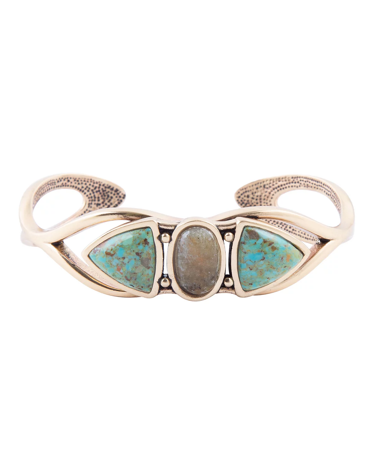 Браслет-манжета из натуральной бирюзы Barse и натурального лабрадорита 33890₽