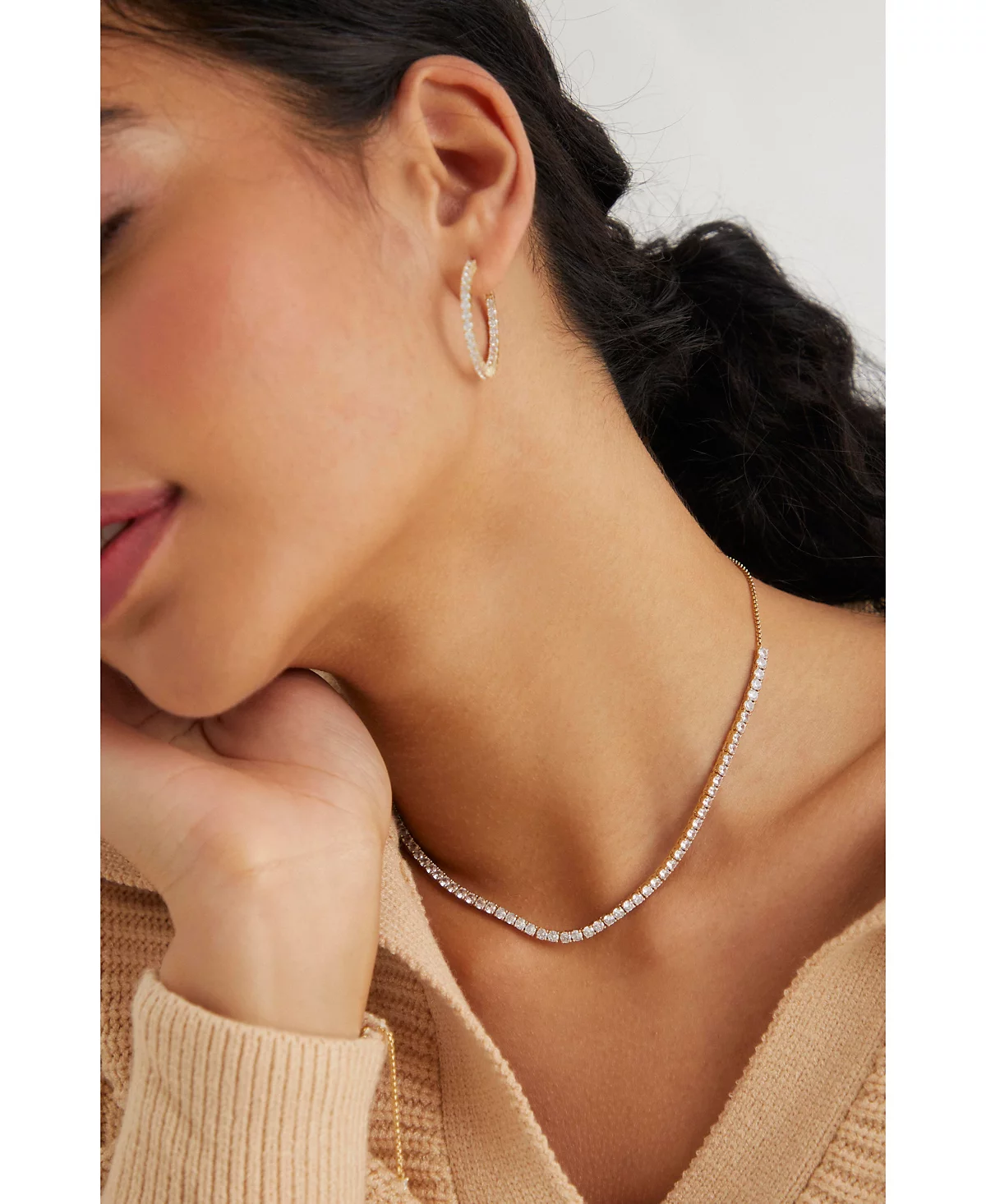 Серьги-кольца Eliot Danori с кубическим цирконием средней длины созданные для Macys 12890₽