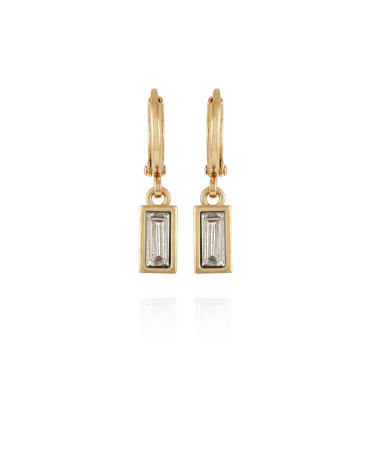 Серьги-кольца Huggie Hoop с золотистыми прямоугольными стеклянными камнями Vince Camuto 3790₽