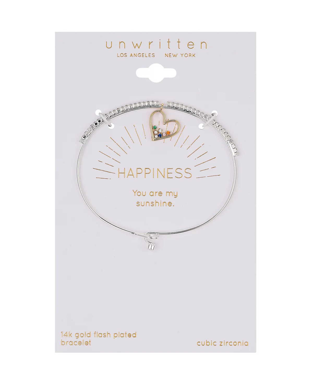 Неписаный Многоцветный браслет с сердечком из кубического циркония в форме сердца