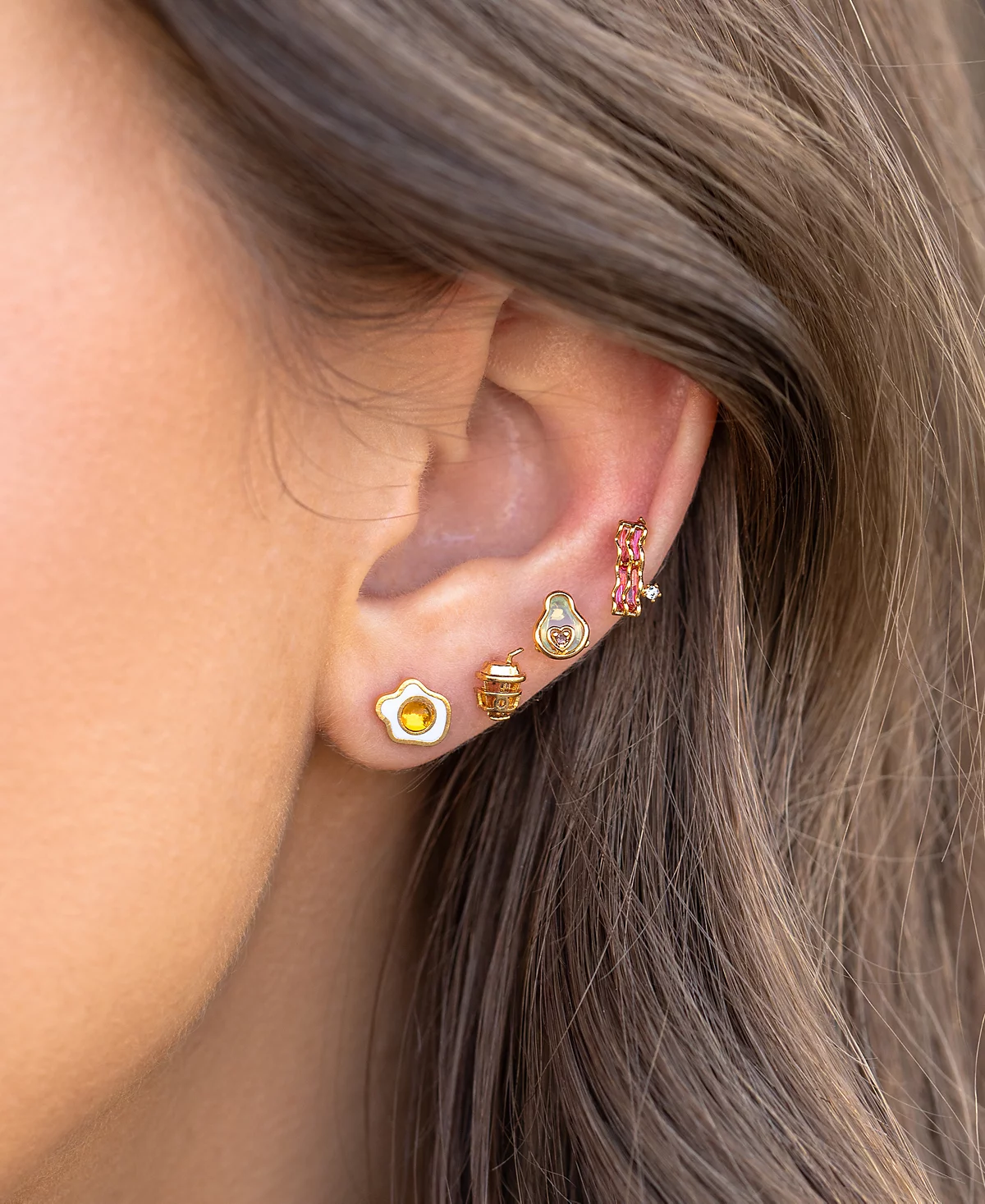 Многоцветный хрустальный комплект Girls Crew с серьгами-гвоздиками для позднего завтрака 12890₽