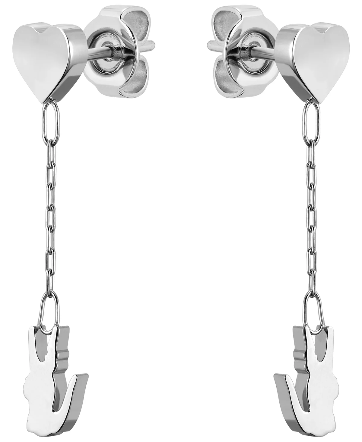 Серьги-капли Lacoste в виде сердца из нержавеющей стали и крокодиловой кожи 12390₽