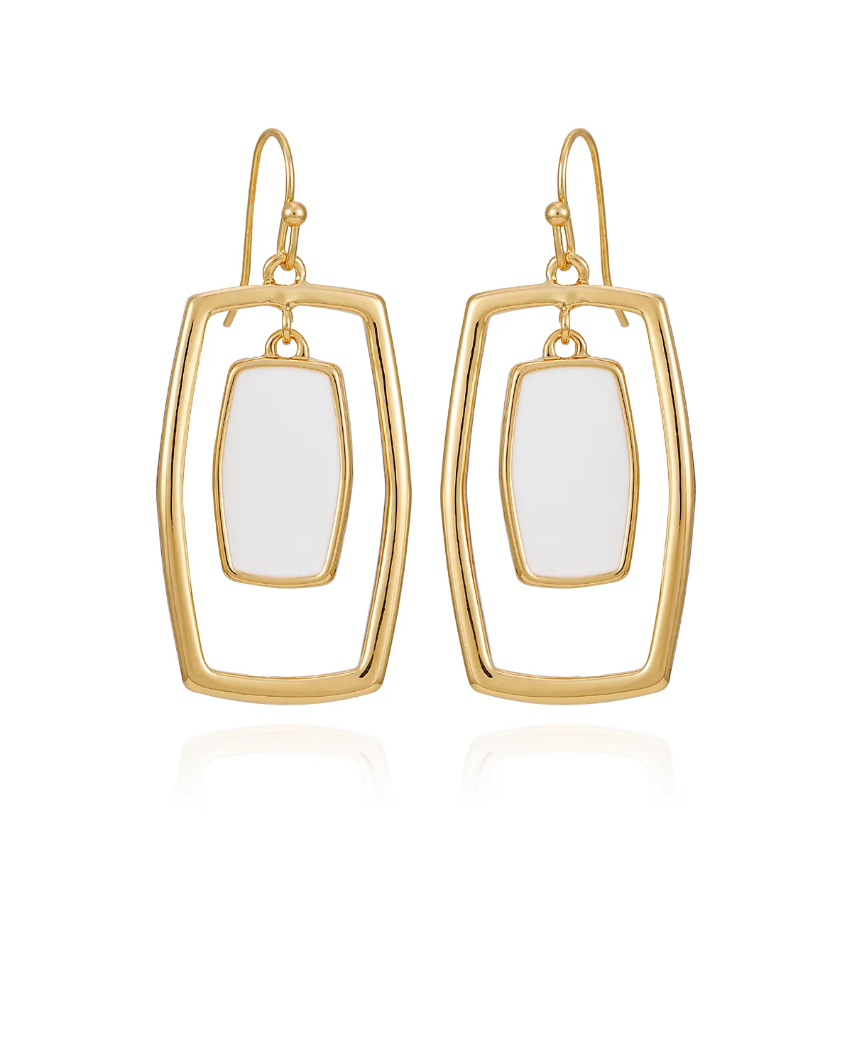 Белые акриловые прямоугольные серьги-кольца T Tahari золотистого цвета 6090₽