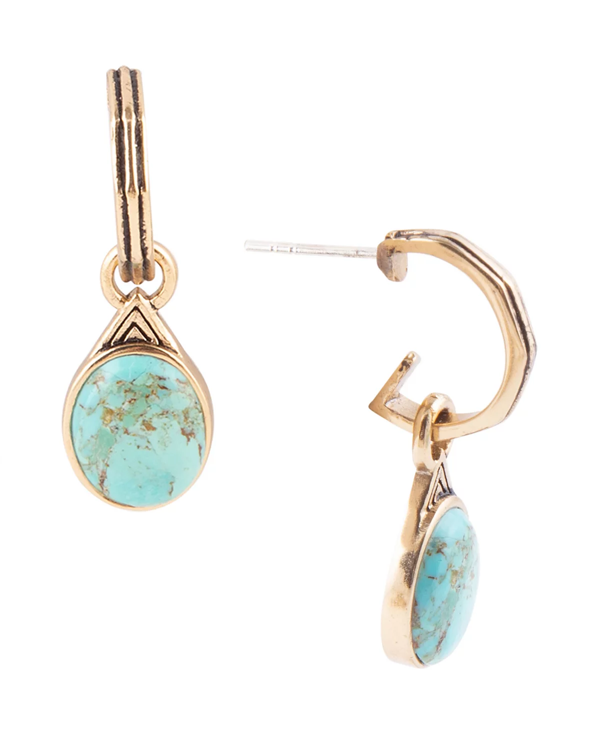 Серьги-кольца Barse Phoenix из натуральной голубой бирюзы с овальными половинками 10990₽