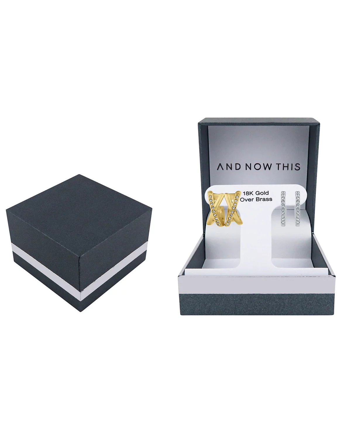 А теперь этот комплект сережек-обручей из прозрачного хрусталя и камня 5690₽