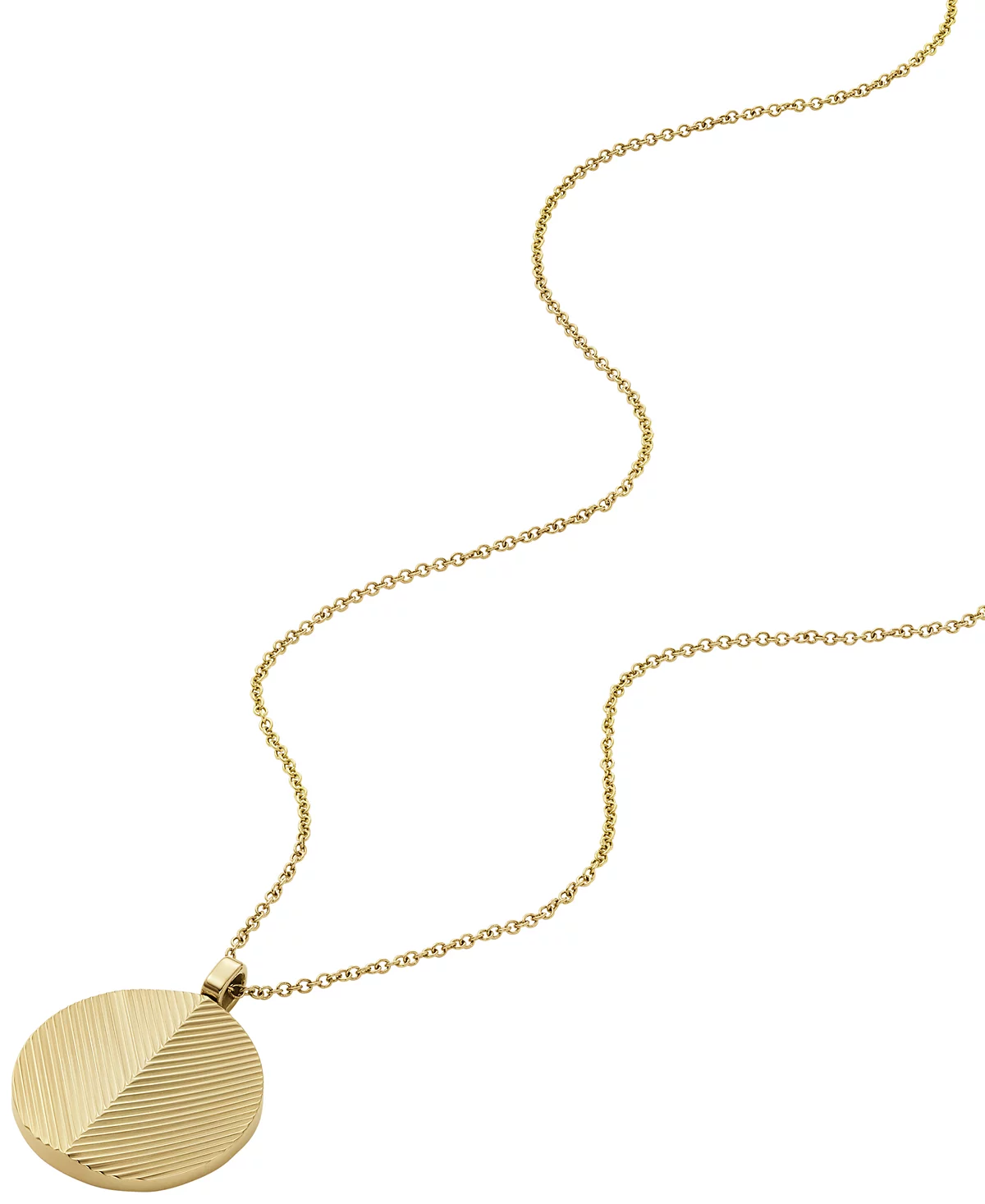 Колье на цепочке из нержавеющей стали с линейной текстурой Fossil Harlow золотистого цвета