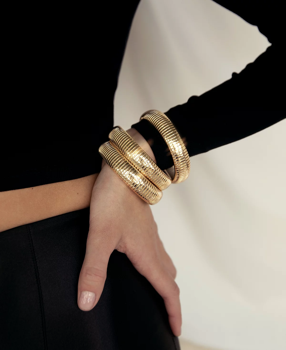 Набор эластичных браслетов ETTIKA Golden Hour с гибкой цепочкой-змейкой, 3 предмета