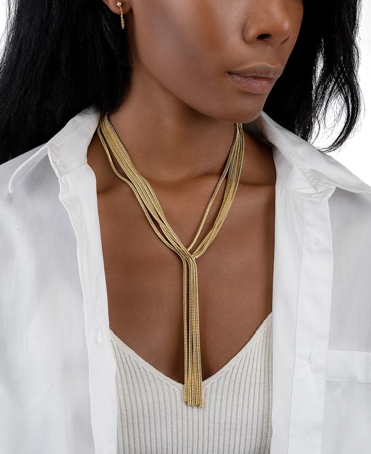 Многожильное текстурированное колье-цепочка ADORNIA золотистого цвета удлинитель 18 дюймов 2 дюйма 6590₽