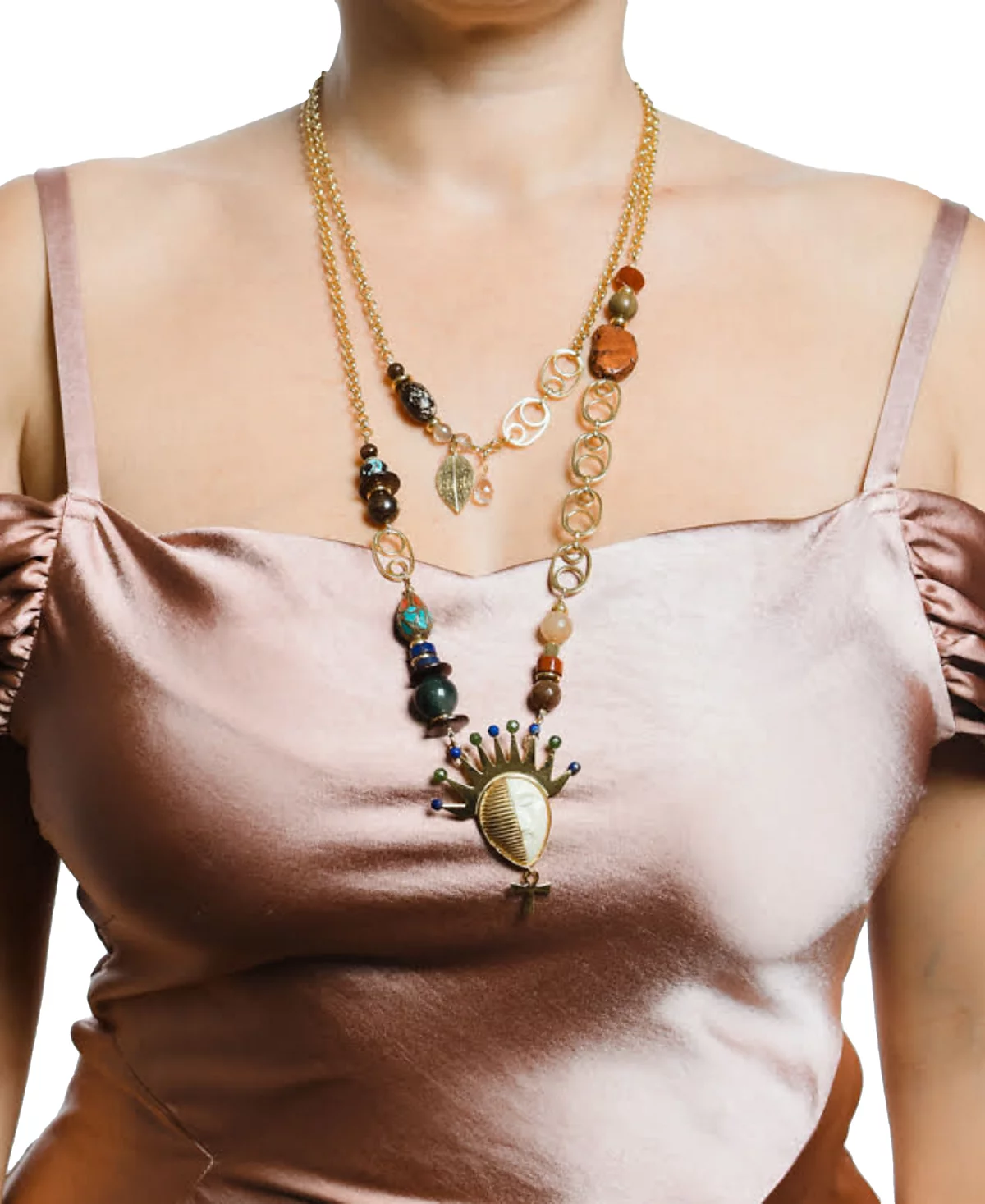 Ожерелье Nectar Nectar New York с позолотой 18 карат, украшенное двухрядным драгоценным камнем Chezerah, длиной 32 дюйма