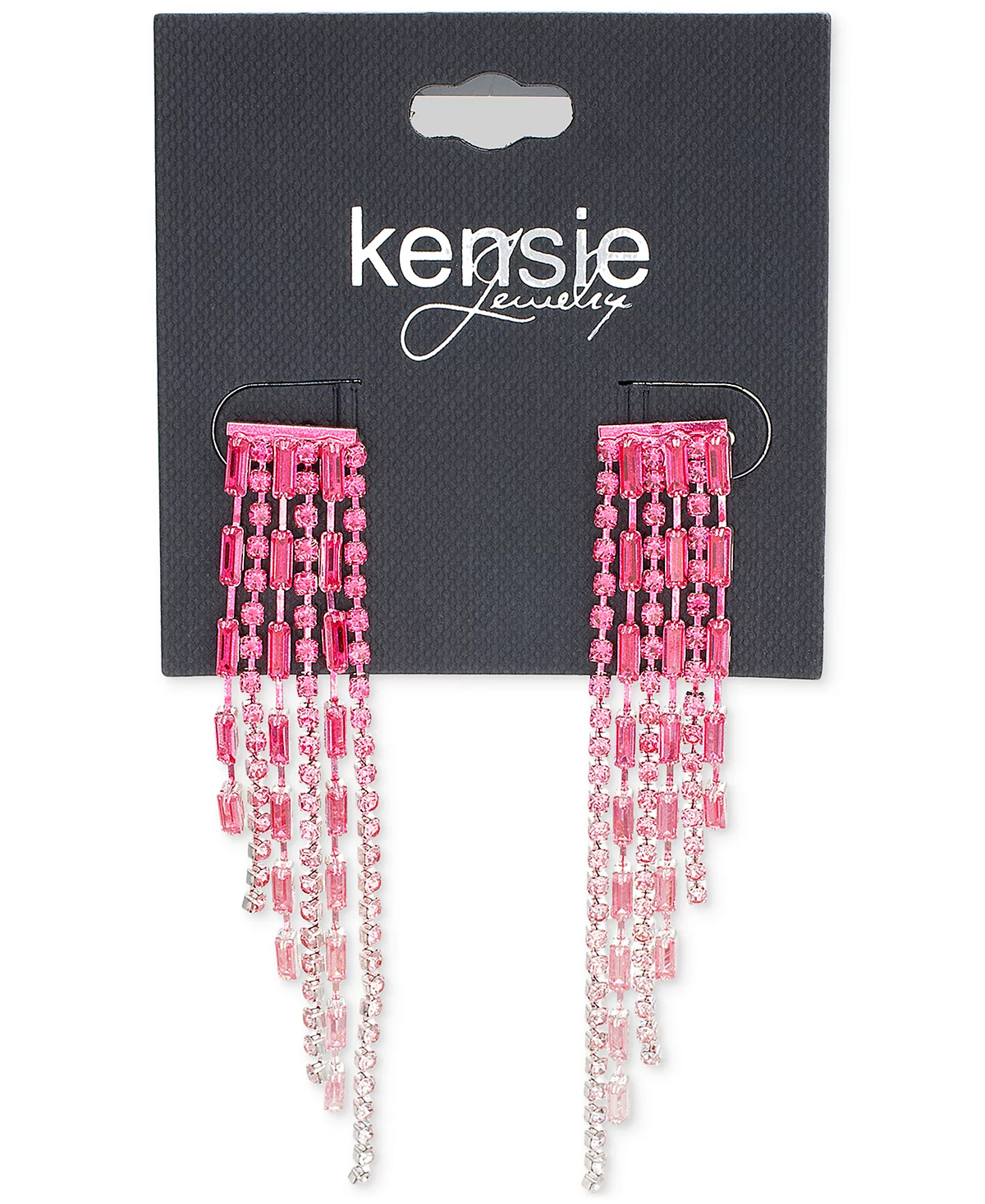 линейные серьги с бахромой и цепочкой из горного хрусталя kensie Pink Ombre 5690₽