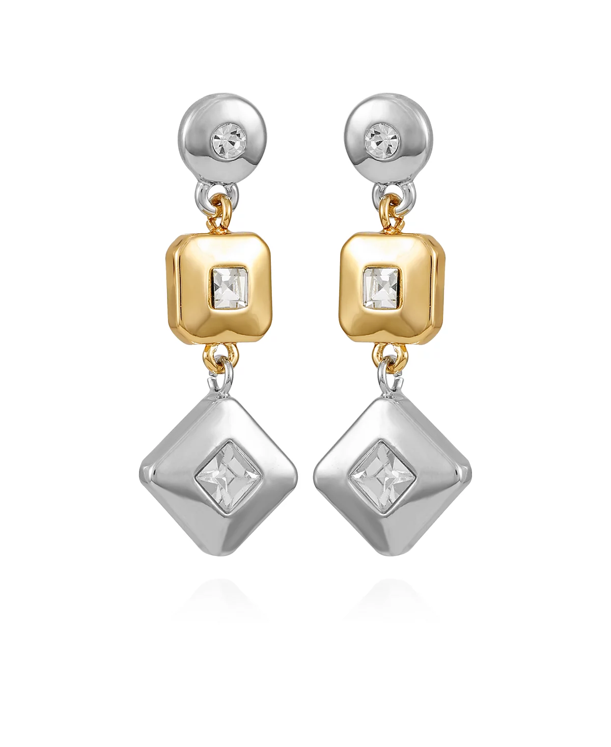 Двухцветные серьги-капли с прозрачным стеклянным камнем T Tahari