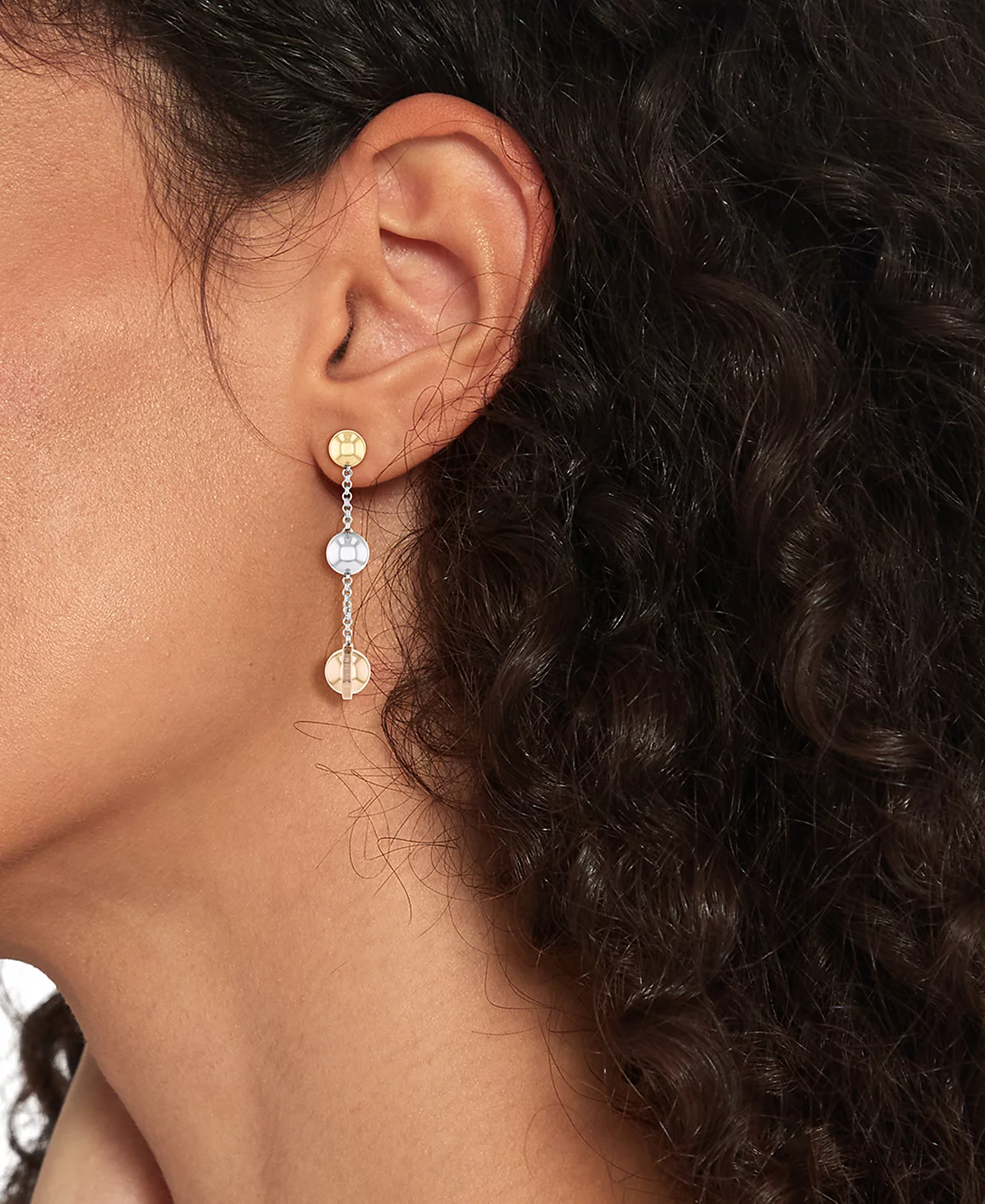 Двухцветные серьги-капли Tommy Hilfiger в форме металлического шара из нержавеющей стали с линейной подвеской 14290₽