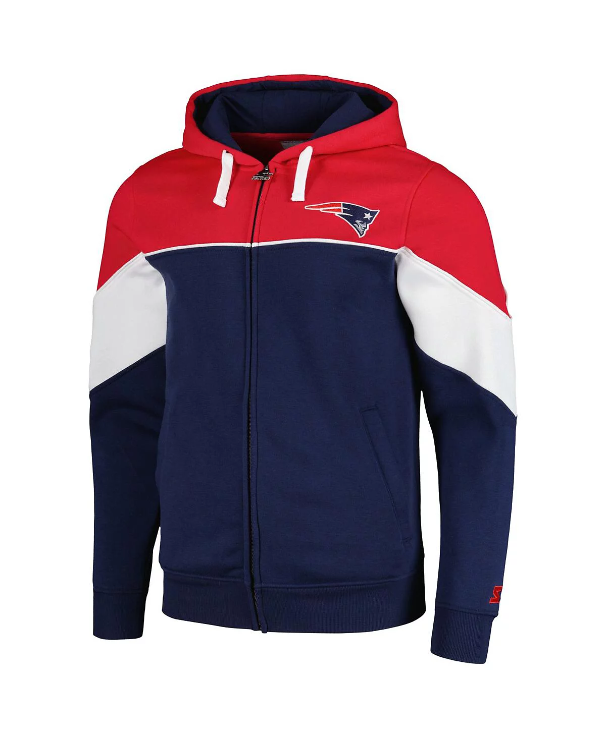 Мужская стартовая темно-синяя красная толстовка New England Patriots с капюшоном на молнии сзади 12790₽