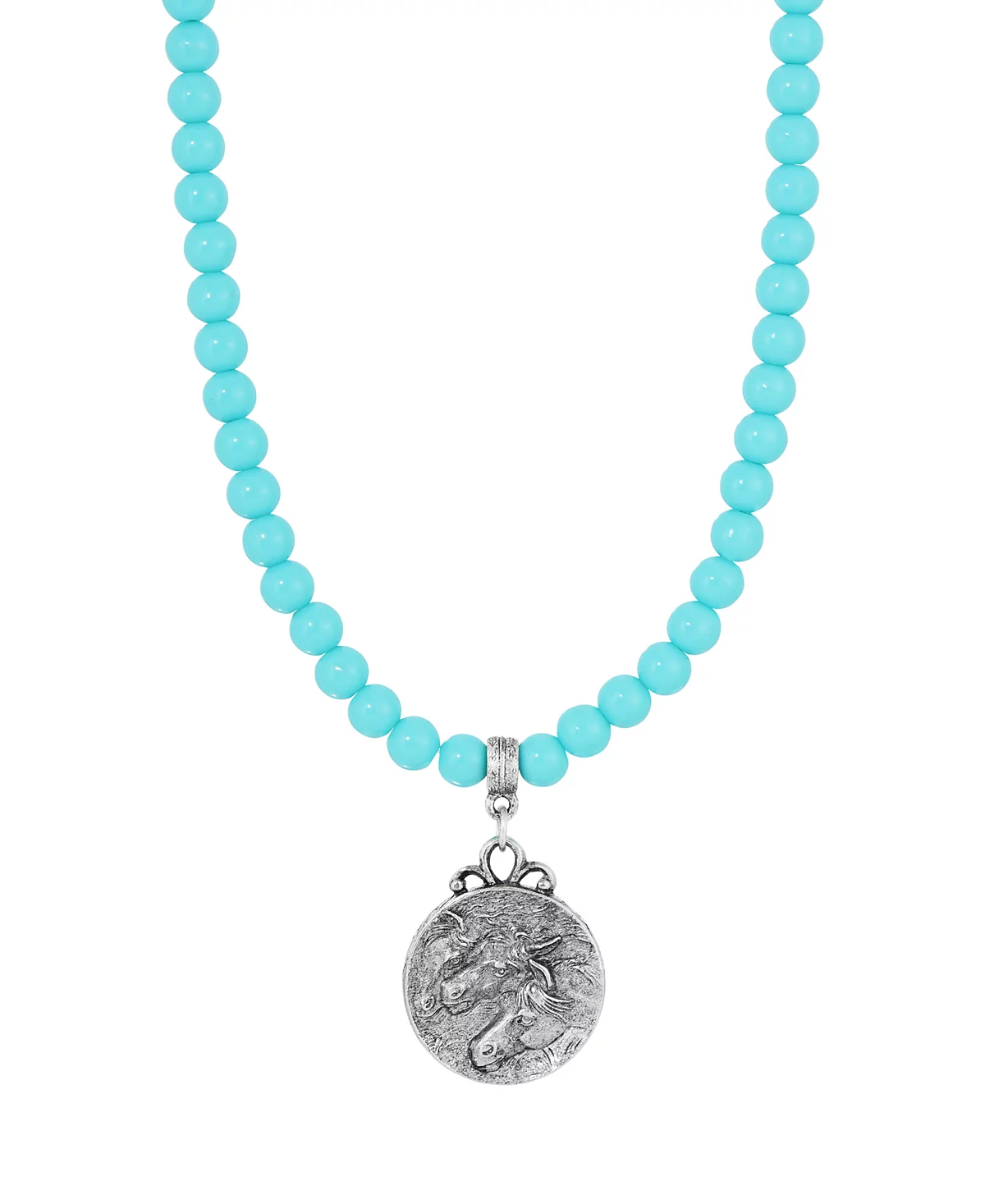 2028 Акриловое ожерелье с подвеской в виде лошади из искусственной бирюзы из акриловых бусин