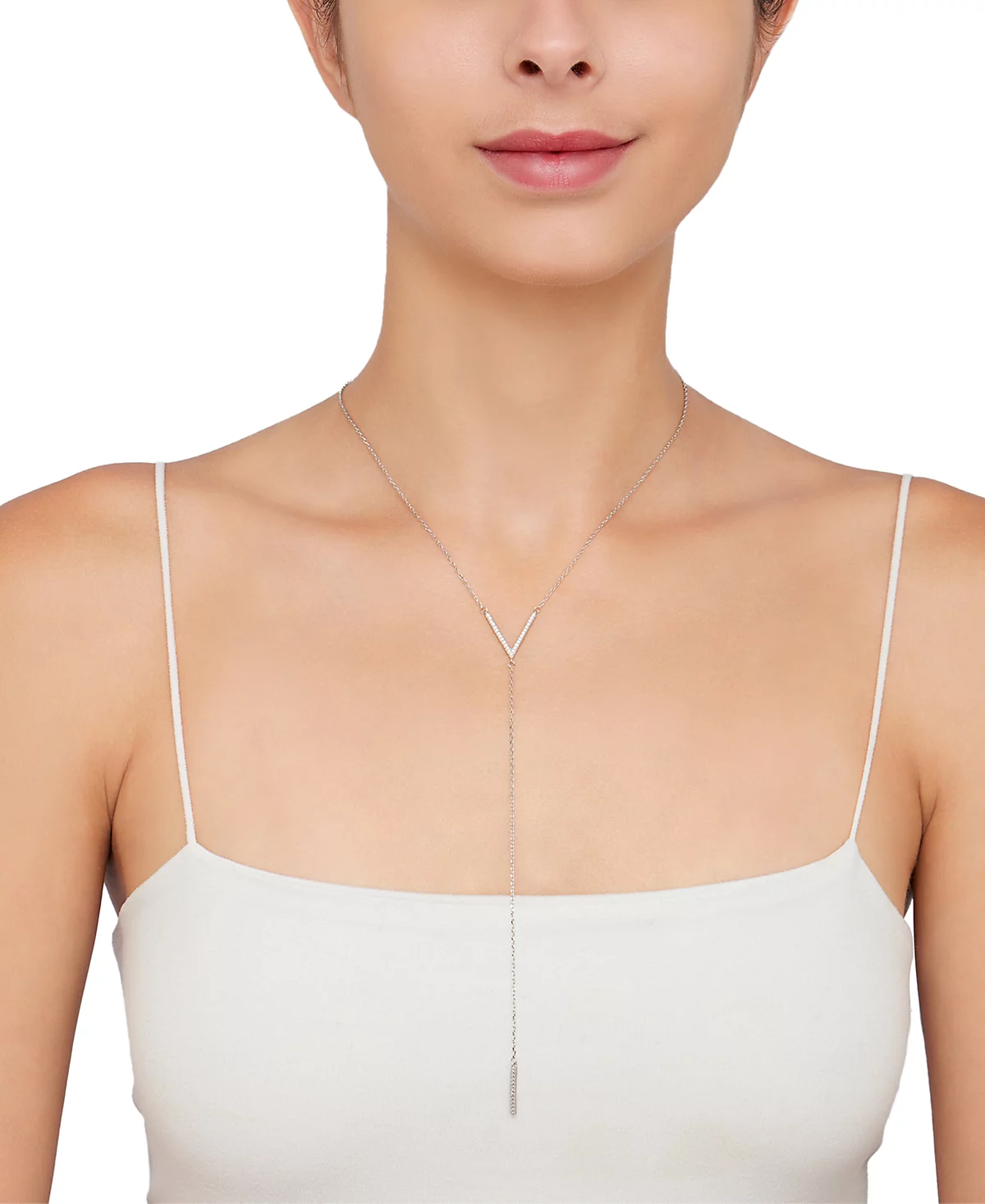 Ожерелье-лариат из серебристого хрусталя ADORNIA, удлинитель 16 дюймов + 2 дюйма