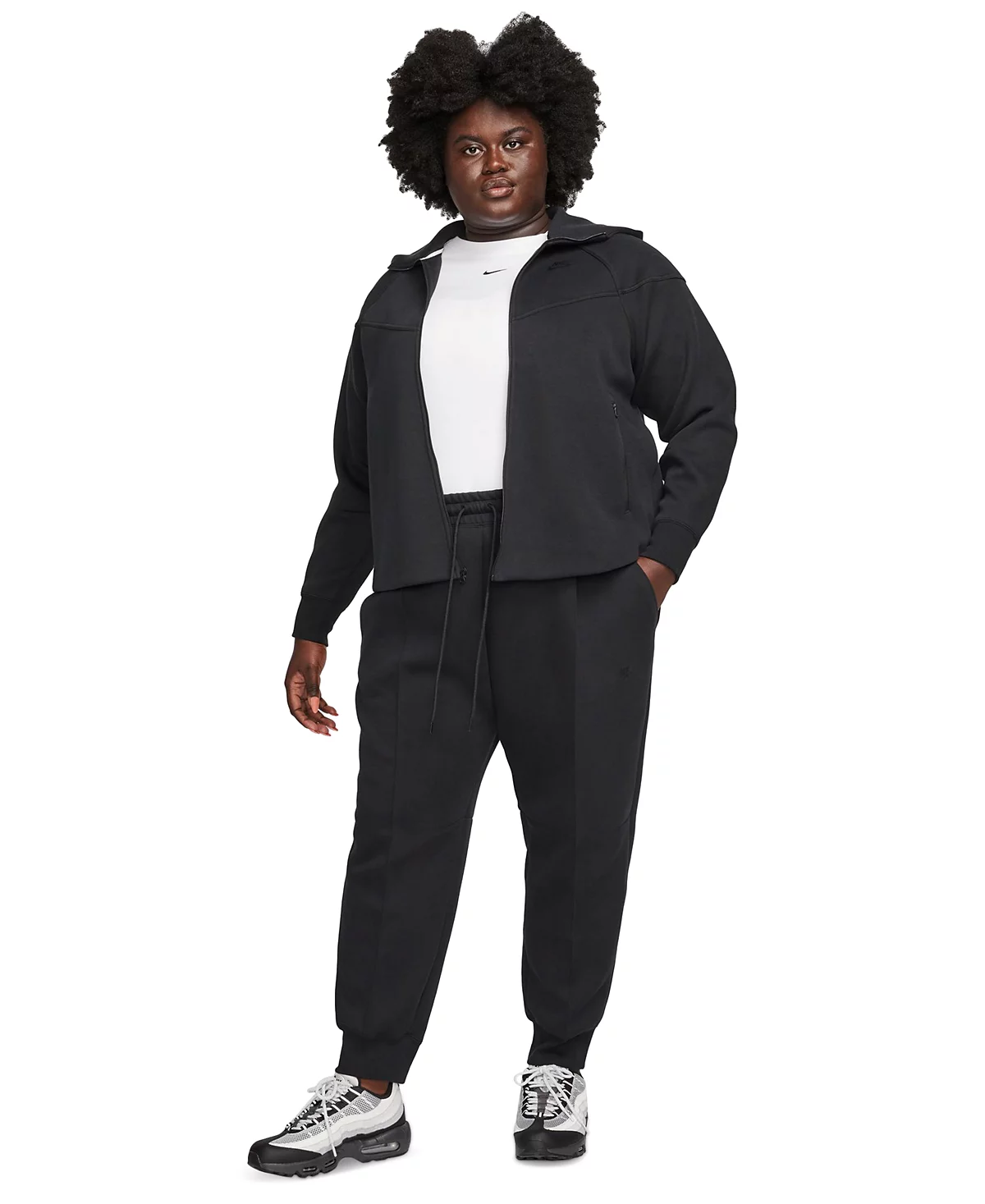 Спортивная одежда Nike Plus Size из высокотехнологичного флиса для бега трусцой средней посадки