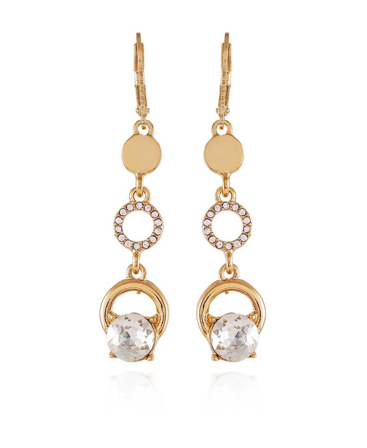 Эффектные серьги-капли T Tahari с линейными подвесками золотистого цвета