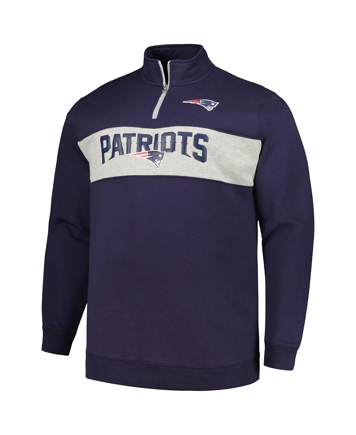 Мужская флисовая куртка с застежкой на четверть молнии Profile Navy New England Patriots Big and Tall 9890₽