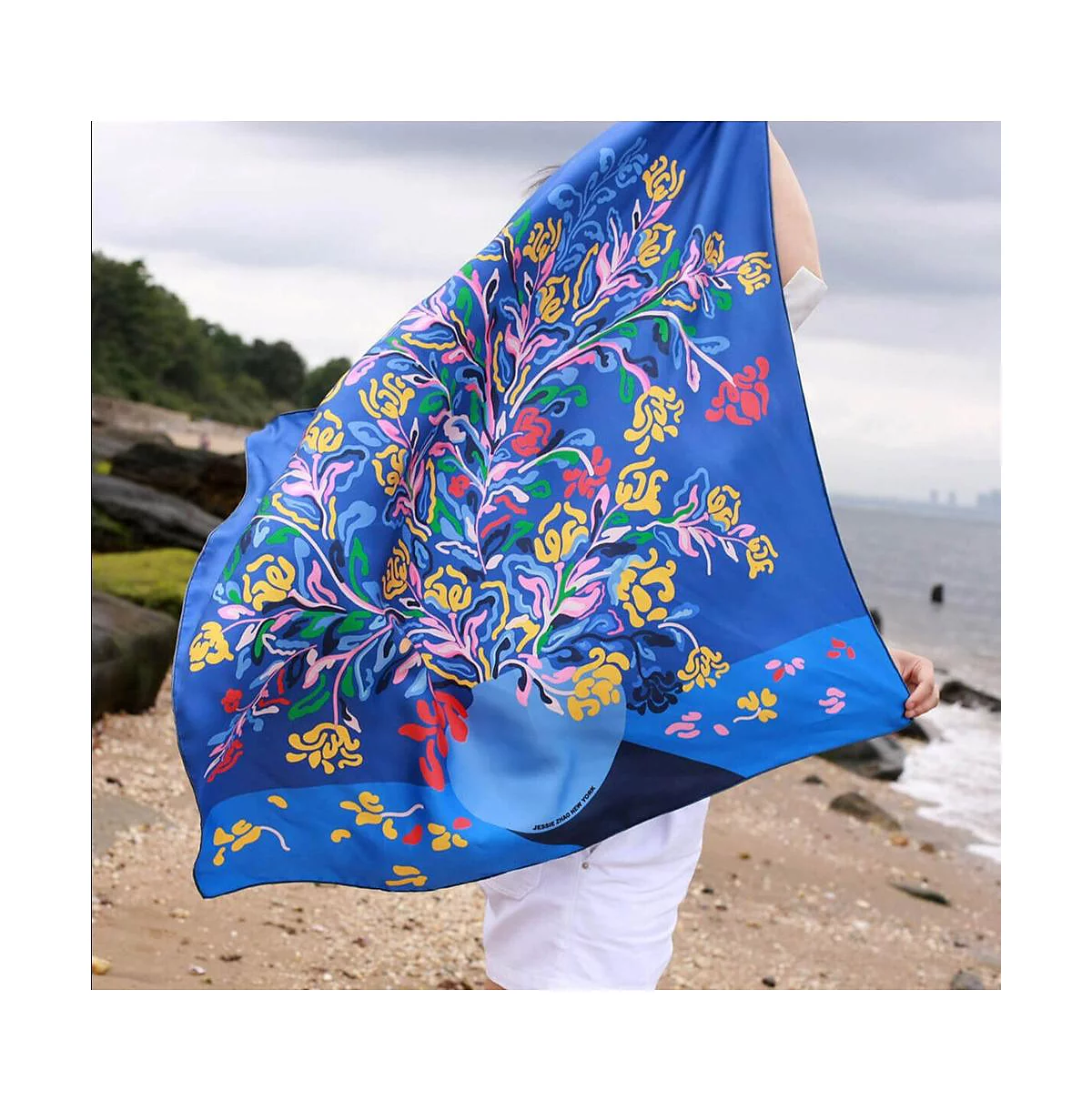 Джесси Чжао Нью-Йоркский шелковый шарф из ночных цветов