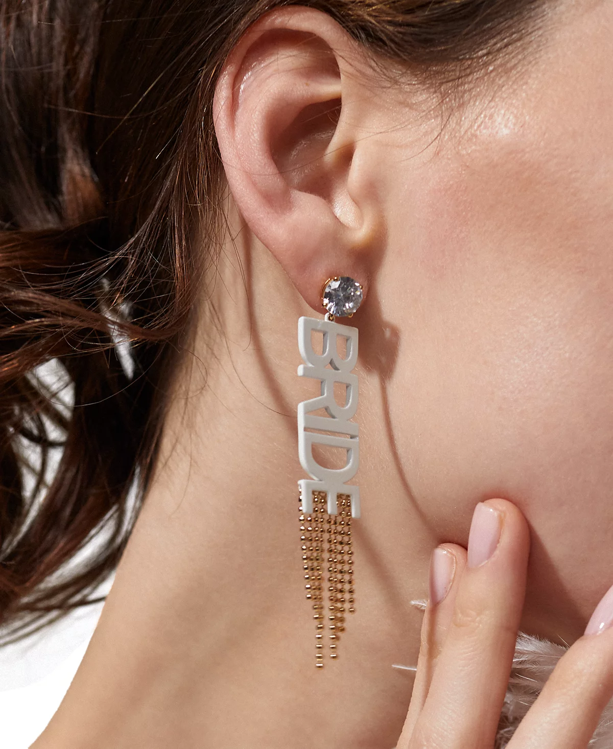 Эффектные серьги AJOA by Nadri с бахромой для невесты из серебра и 18-каратного позолоченного кубического циркония