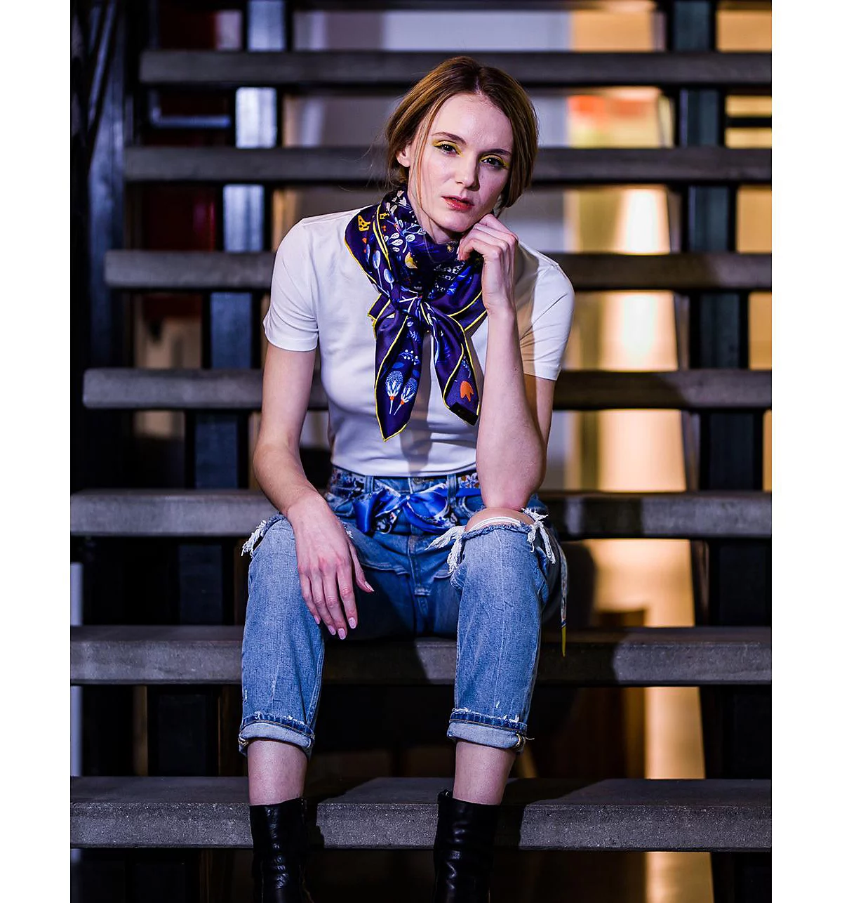 Джесси Чжао Нью-Йоркский двусторонний шелковый шарф из серии 