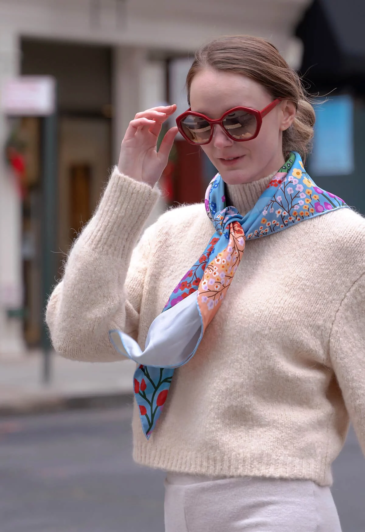 Джесси Чжао Нью-Йоркский двусторонний шелковый шарф из горного цветка 28390₽