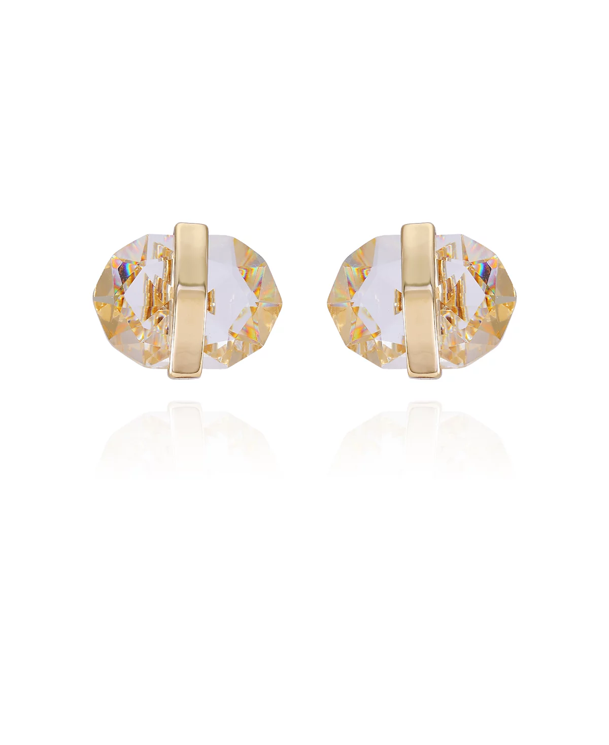 Серьги-клипсы Vince Camuto с прозрачным стеклянным камнем золотистого цвета на пуговицах-клипсах 6090₽