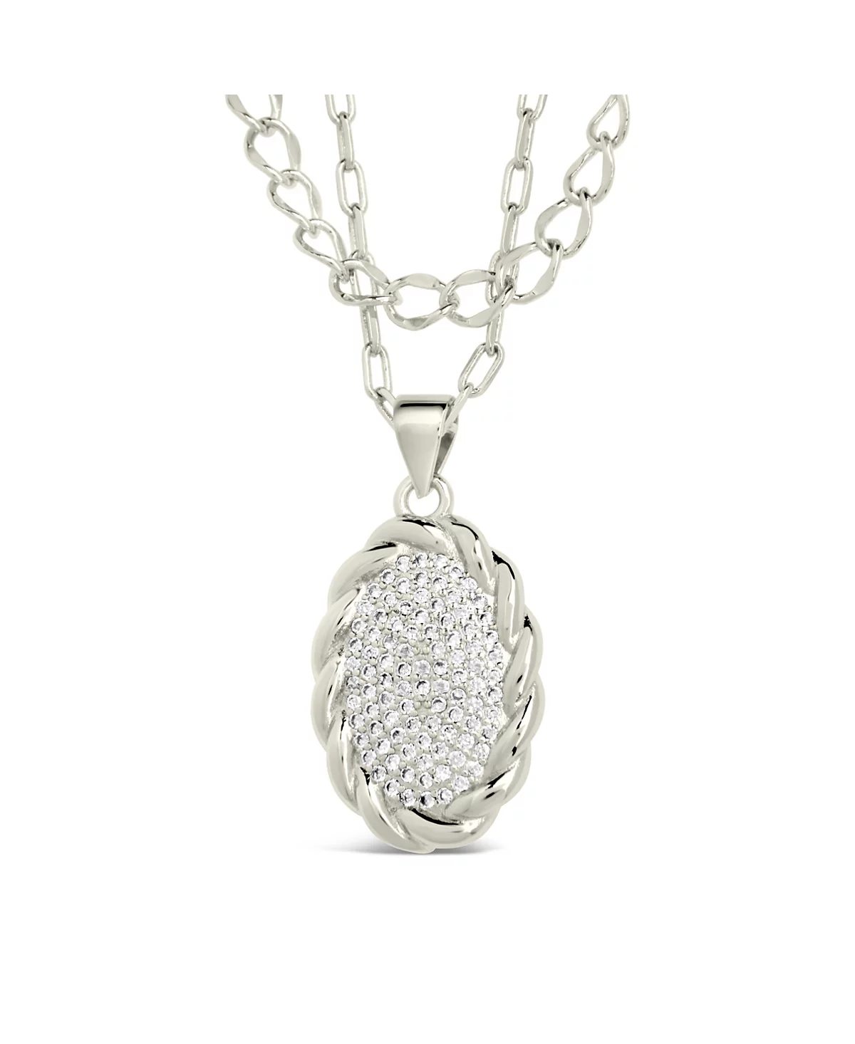 Многослойное ожерелье-галетка с круглой подвеской из кубического циркония Sterling Forever серебристого или золотого цвета 14290₽