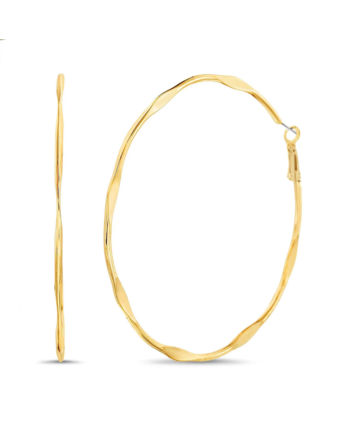 золотая кованая серьга-обруч в форме кольца от kensie