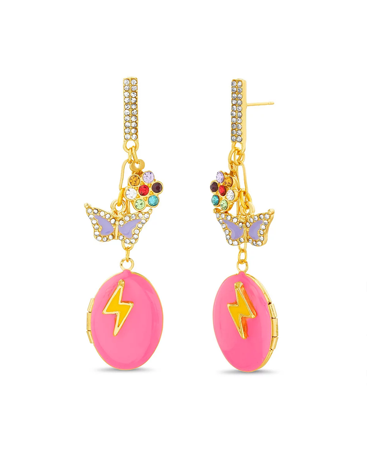 барная стойка из кубического циркония kensie с цветком, бабочкой и овальным медальоном на крючке