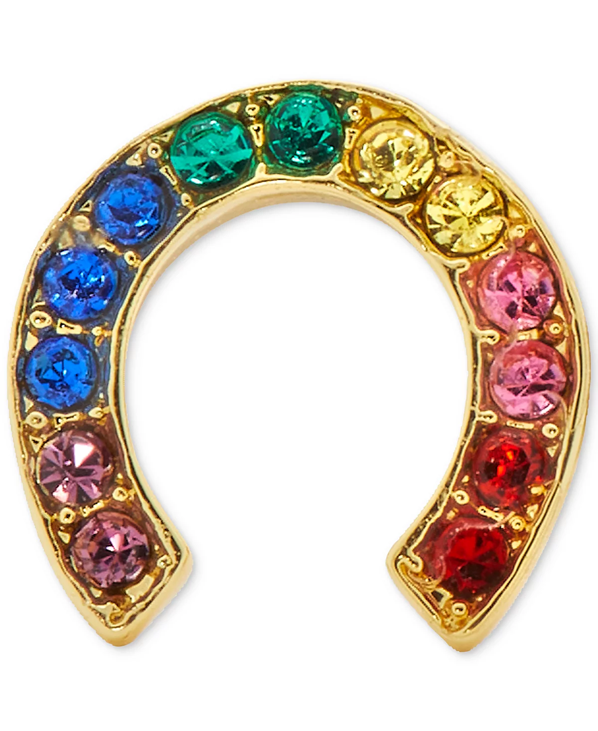 Золотые серьги-гвоздики Kate Spade New York с разноцветным Паве в виде подковы и клевера сочетающиеся друг с другом 6590₽