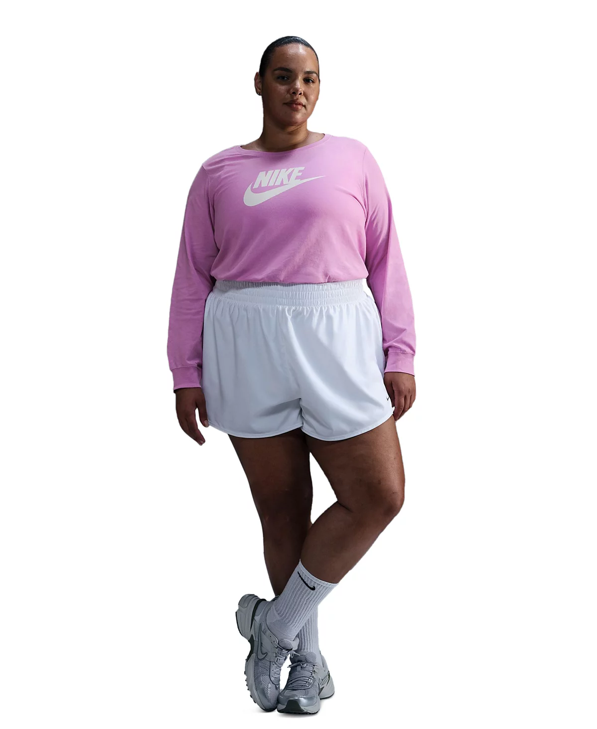 Хлопковая футболка с длинным рукавом Nike Sportswear Club Plus Size 