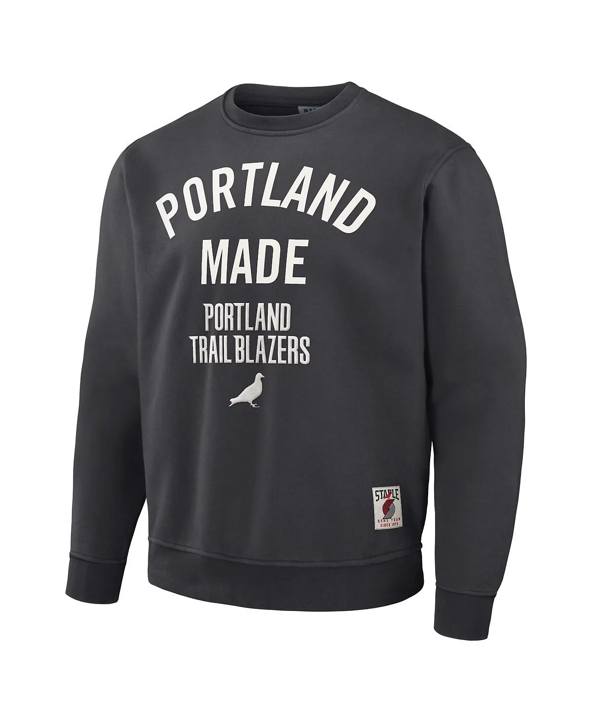 Мужские блейзеры NBA x Staple Anthracite Portland Trail из штапеля, плюшевый пуловер-толстовка