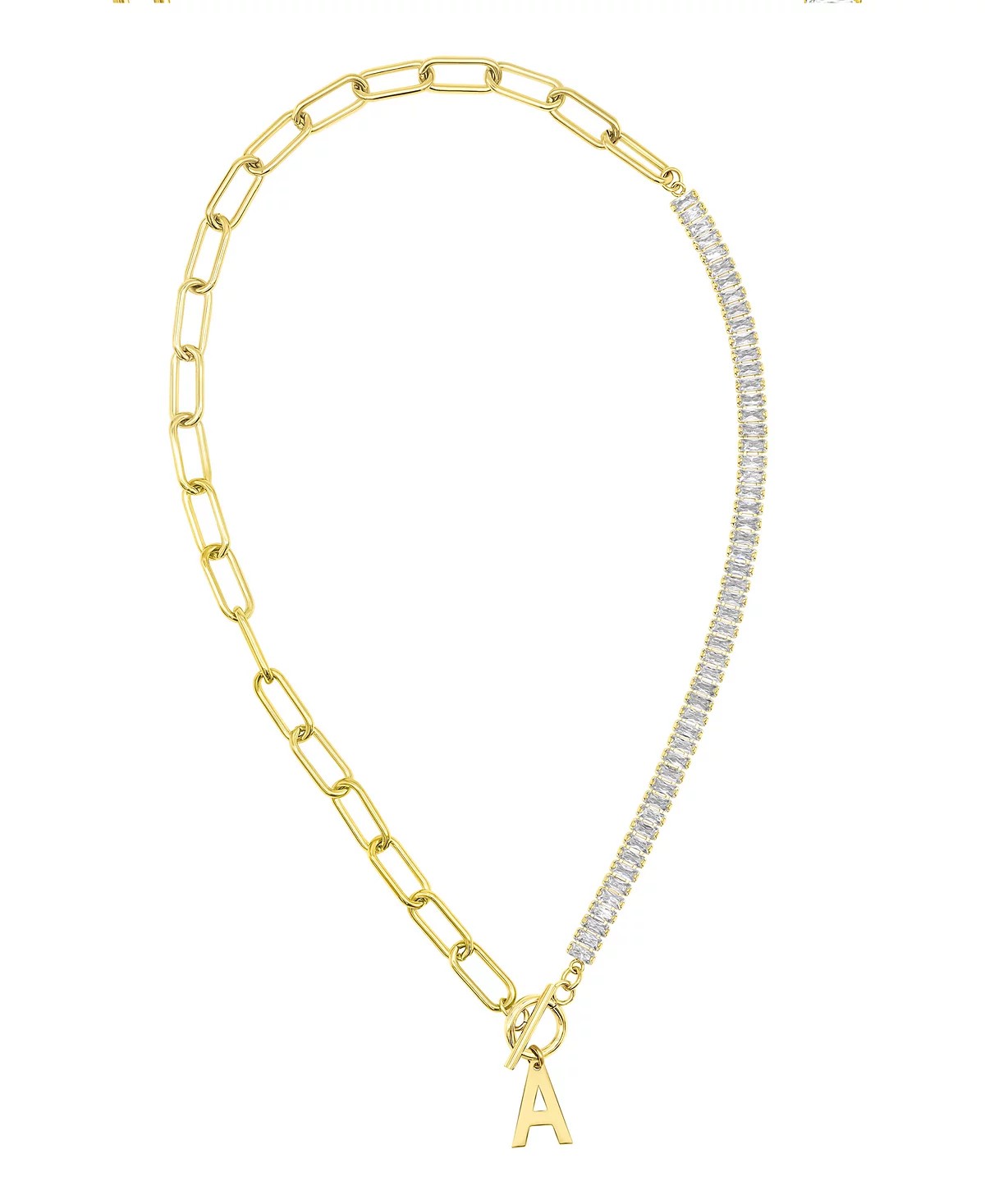 Ожерелье-тумблер ADORNIA с позолотой 14 Карат наполовину из кристаллов и наполовину из скрепок 4890₽