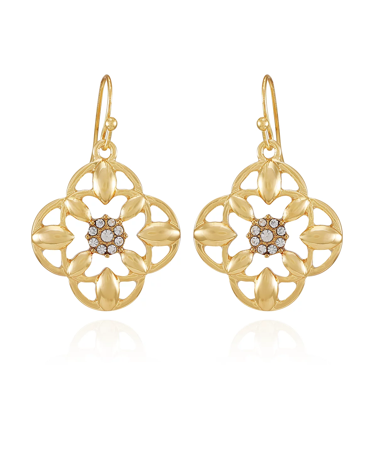 Серьги-капли из золотистого стекла и камня T Tahari