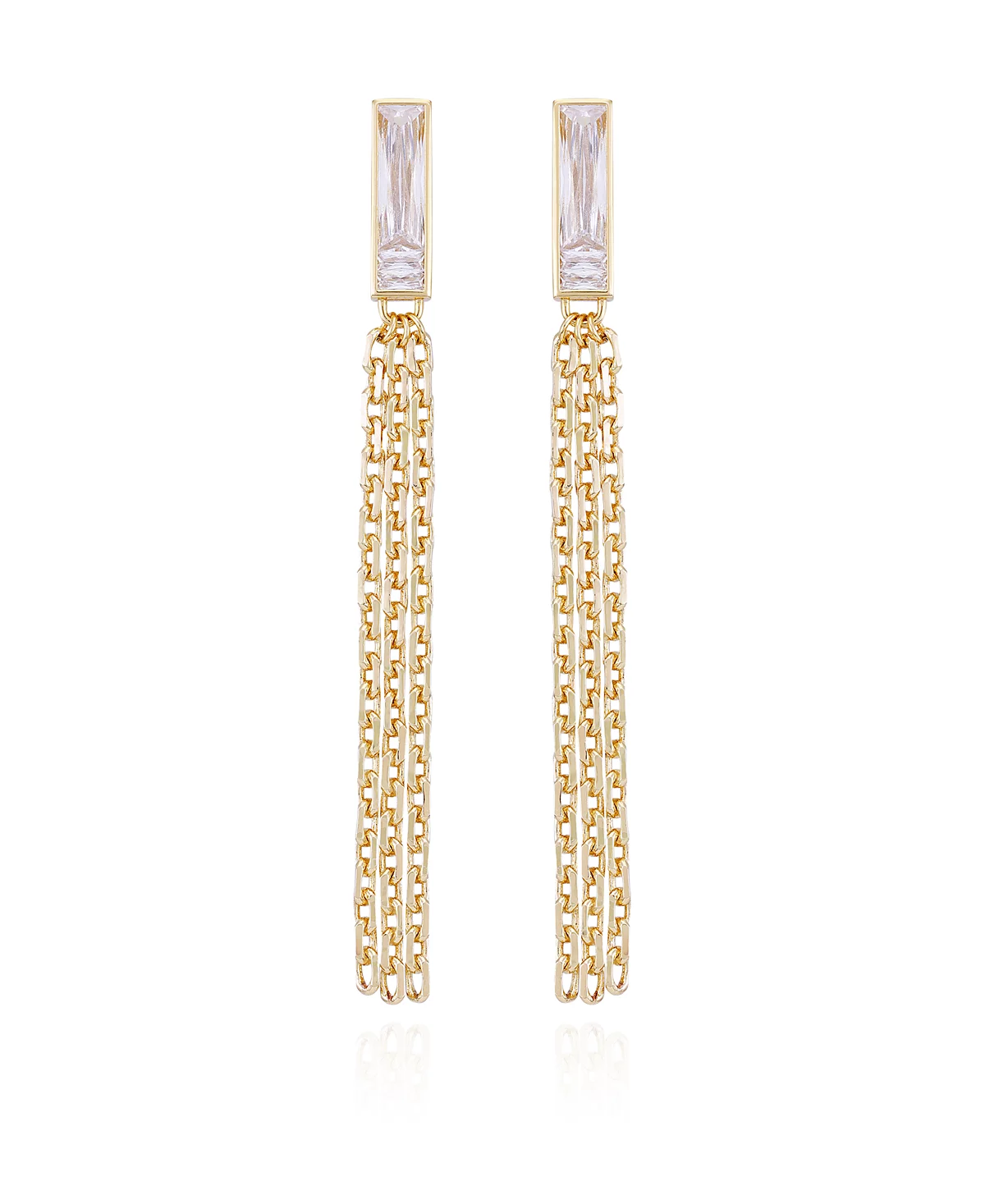 Серьги-капли Vince Camuto с золотистой бахромой из стеклянных камней и багета 9090₽