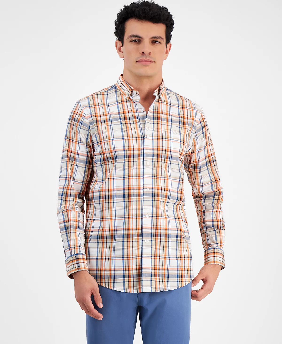 Мужская рубашка из поплина в клетку Sanchez от Club Room созданная для Macys 3990₽