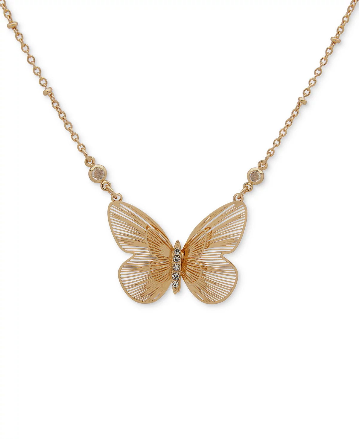 Золотистое ожерелье-бабочка из паве lonna - lilly, удлинитель 16 дюймов + 3 дюйма