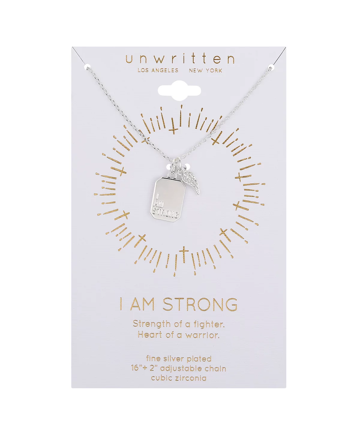 Ожерелье с подвеской Я сильная в виде крылышка из кубического циркония без надписи 4590₽