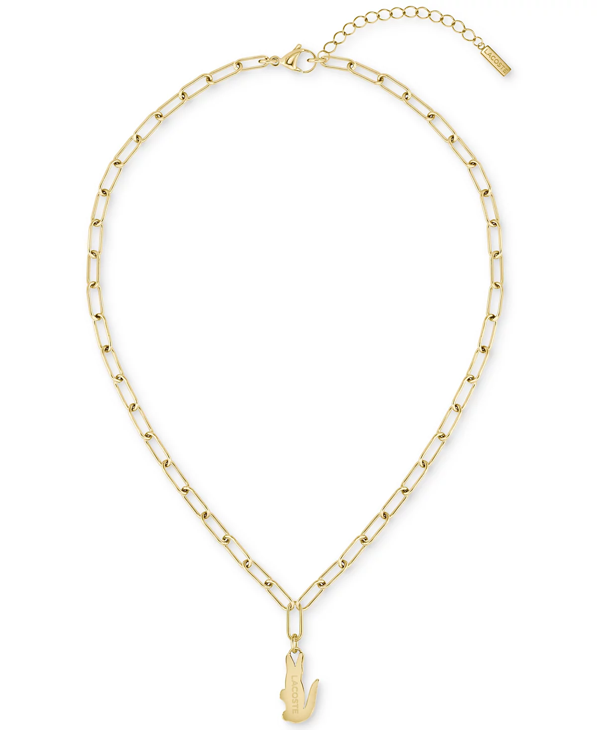 Золотистое ожерелье с подвеской в виде крокодила из паве из нержавеющей стали Lacoste удлинитель 17 дюймов 2 дюйма 29490₽