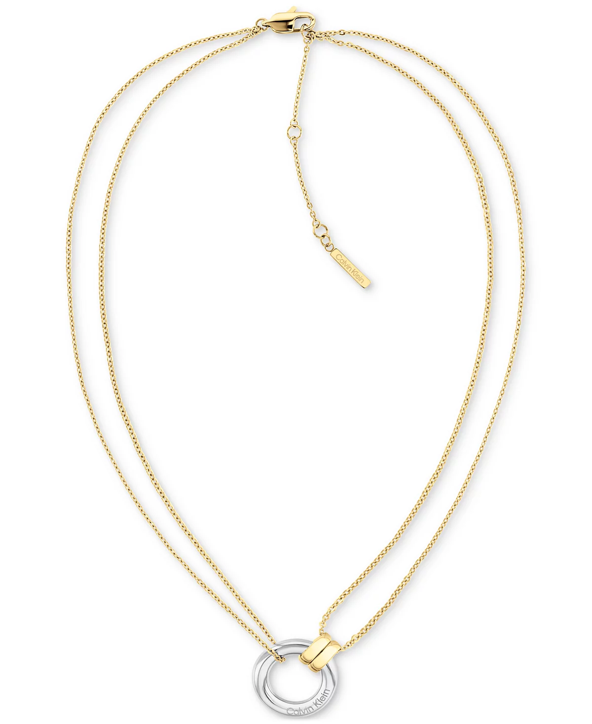 Многослойное колье-подвеска Calvin Klein с двухцветным кольцом с логотипом из нержавеющей стали удлинитель 16 дюймов 2 дюйма 18990₽