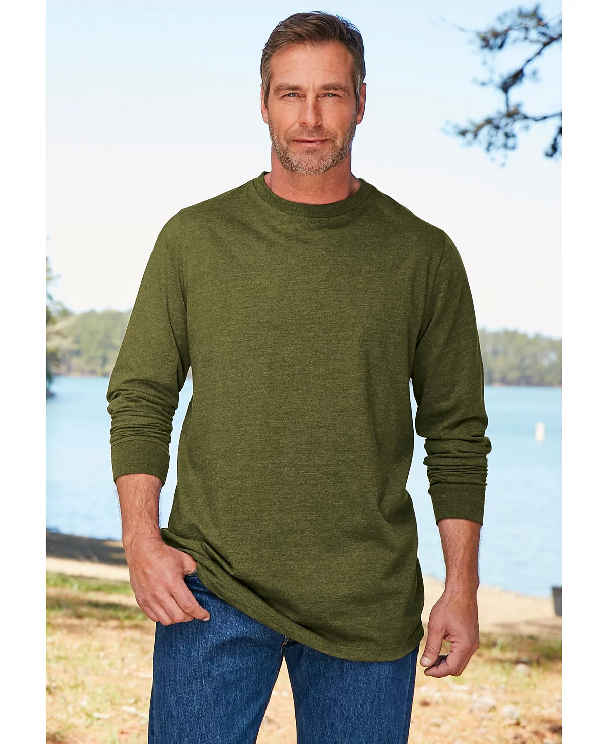 Футболка Boulder Creek Big - Tall от KingSize в супертяжелом весе с длинным рукавом и круглым вырезом без карманов