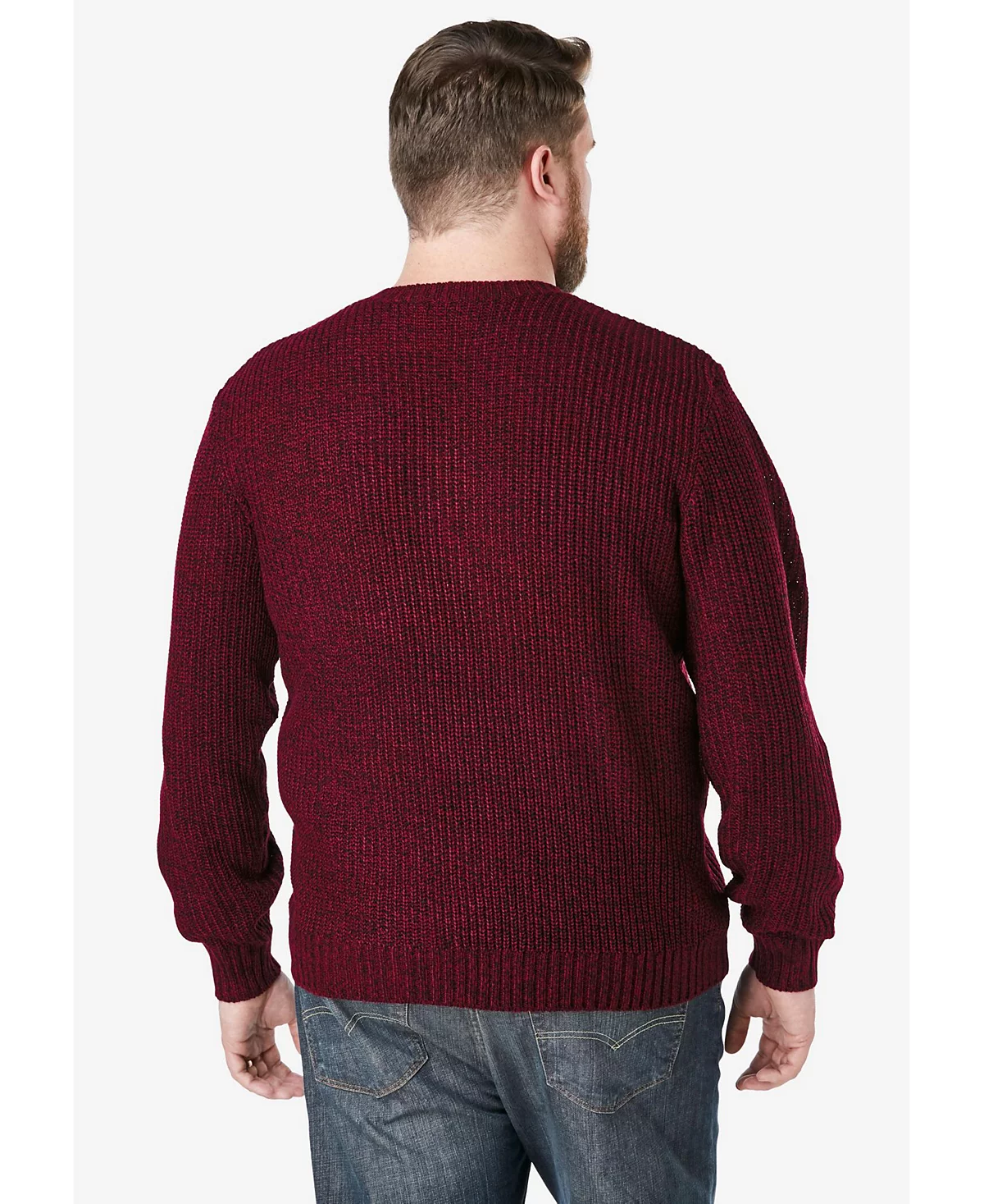 Свитер с круглым вырезом из шейкерной вязки KingSize Big - Tall