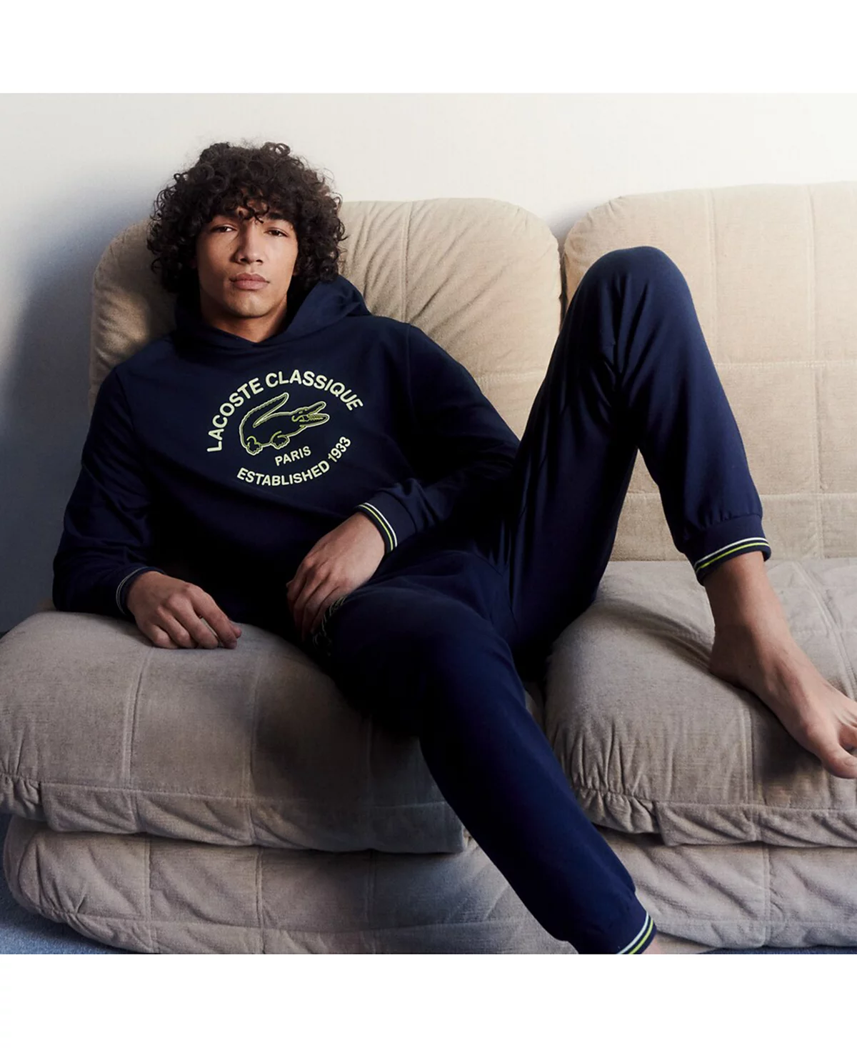 Мужская толстовка с капюшоном из крокодиловой кожи с логотипом Classique от Lacoste