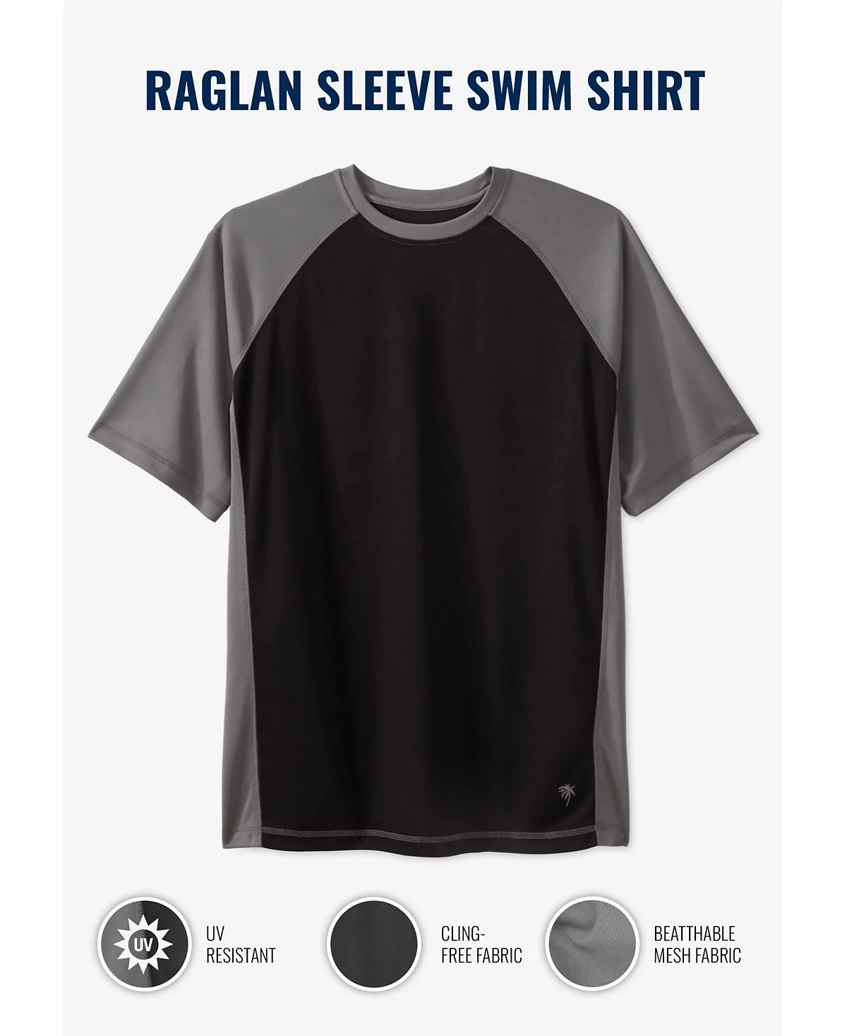 Плавательная рубашка Реглан с коротким рукавом без застежки KingSize Big - Tall 6690₽