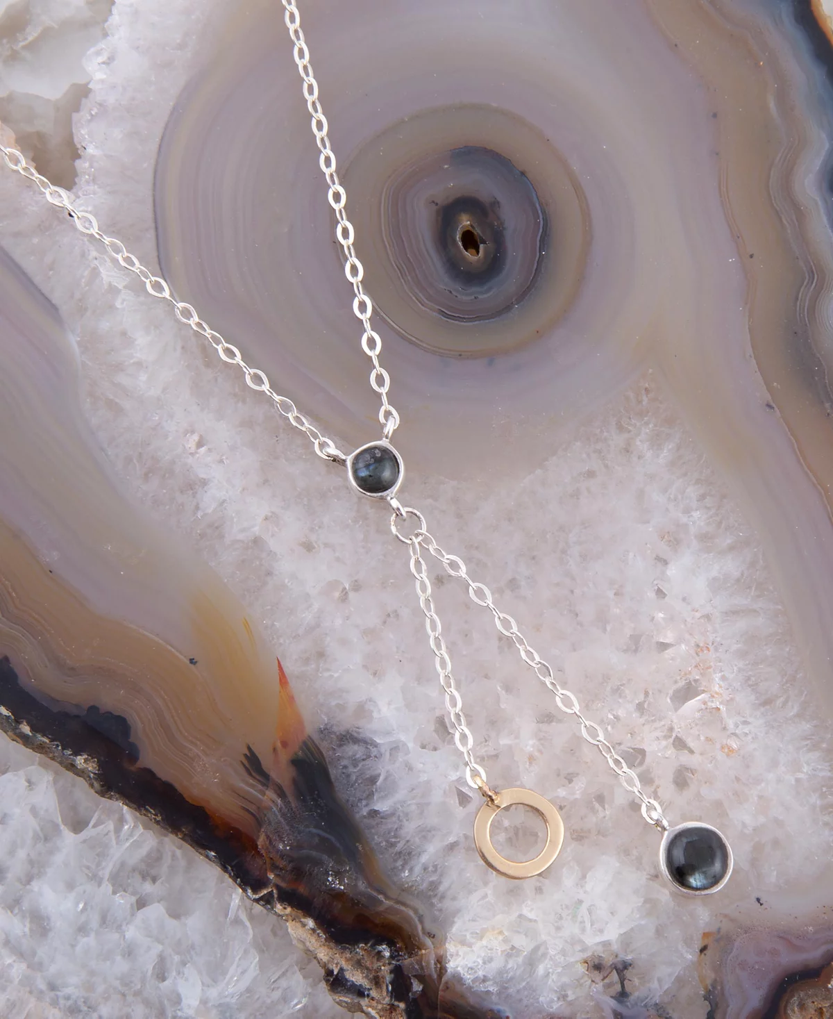 Barse Circle Genuine Labradorite Drop Necklace 16790₽