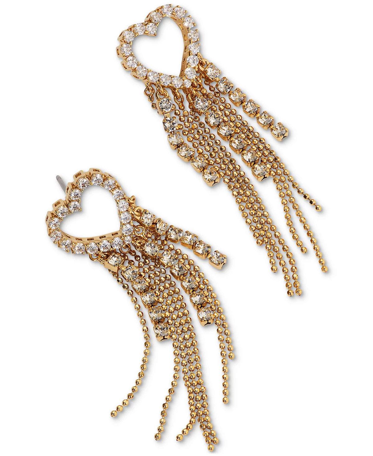 AJOA by Nadri 18k Gold-Plated Cubic Zirconia Heart - Chain Fringe Drop Earrings 13290₽