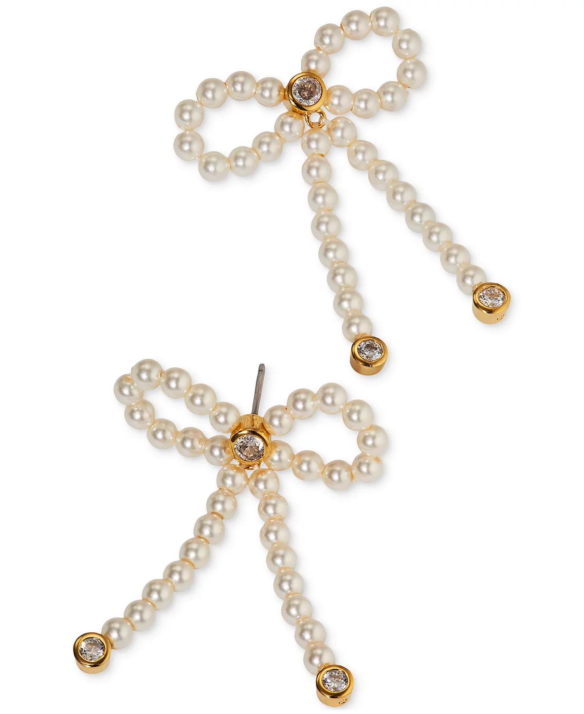 AJOA by Nadri 18k Gold-Plated Cubic Zirconia - Imitation Pearl Bow Drop Earrings 10490₽