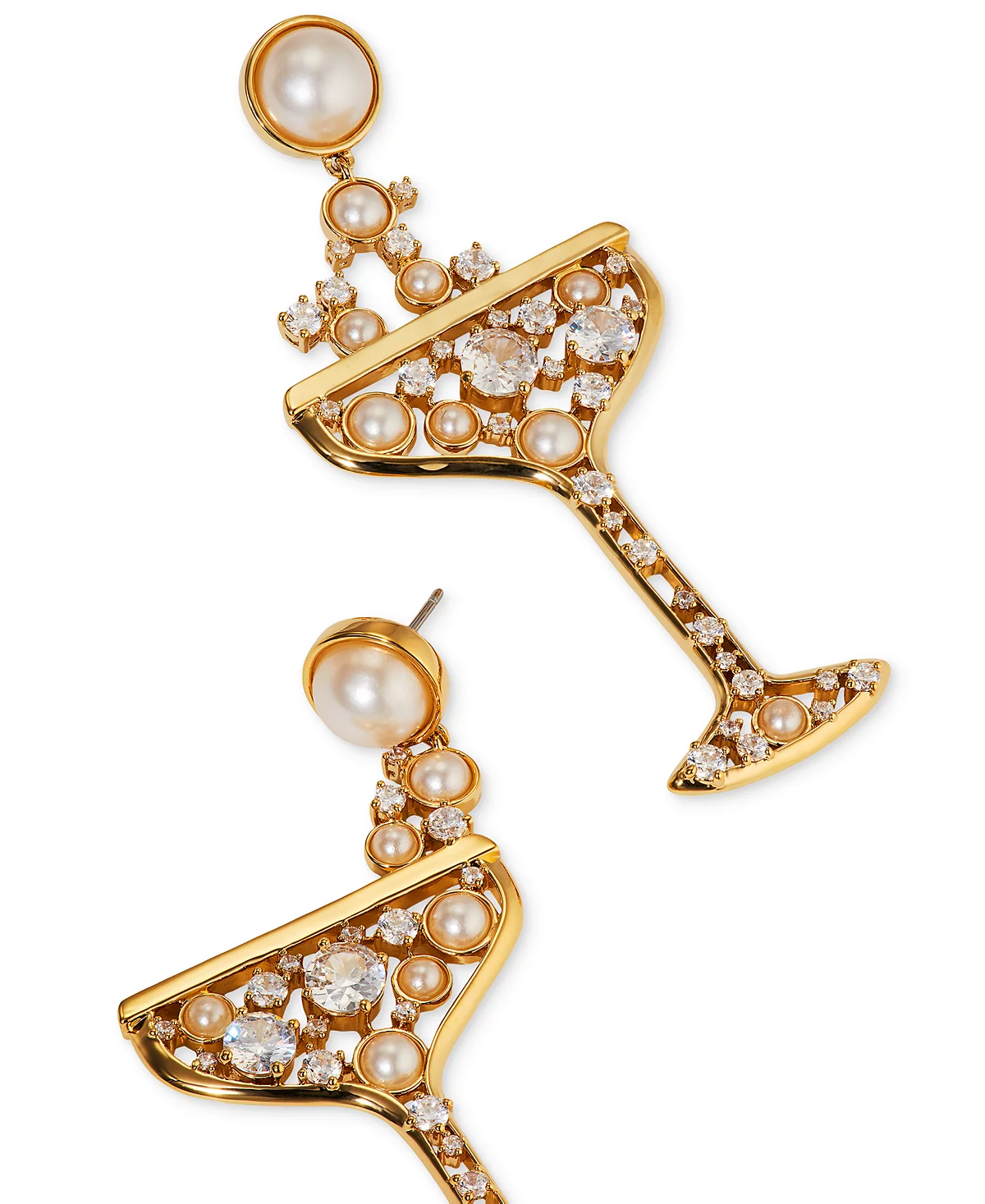AJOA Gold-Tone Imitation Pearl - Cubic Zirconia Bubbly Champagne Drop Earrings
