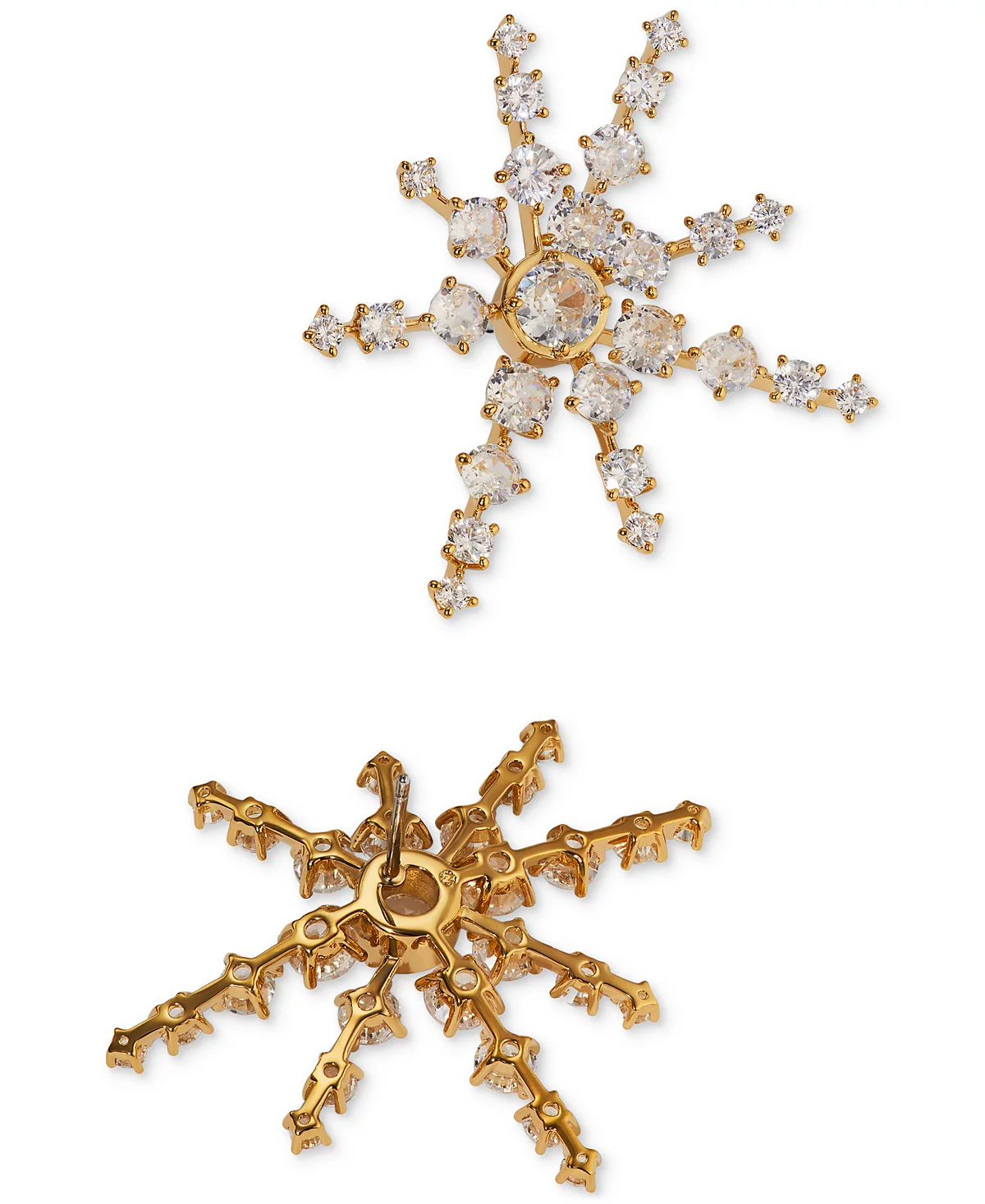 AJOA Gold-Tone Cubic Zirconia Celestial Starburst Statement Earrings